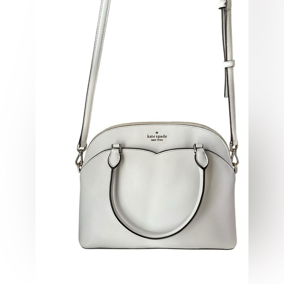 Kate Spade Payton Medium Dome Satchel White Leather Crossbody - Picture 9 of 12
